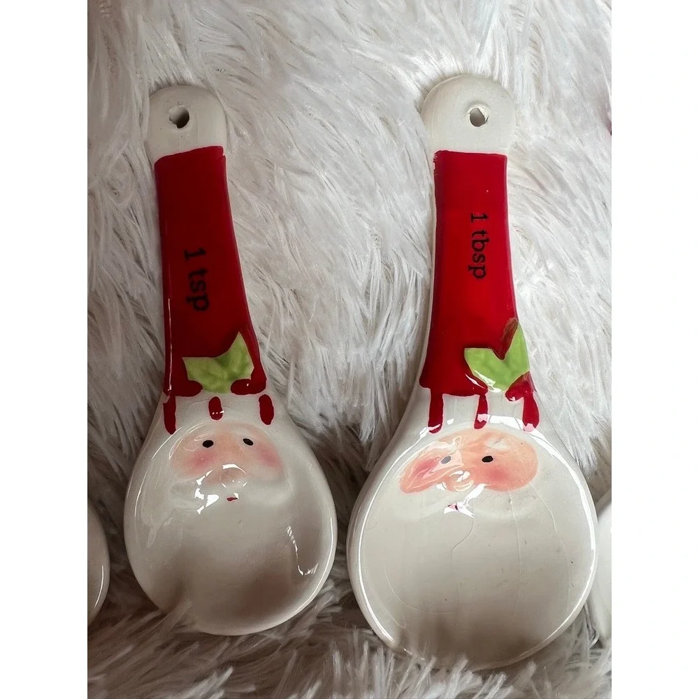 Santa Measuring Spoons Holiday Set Christmas Porcelain Decorative Grandmacore
